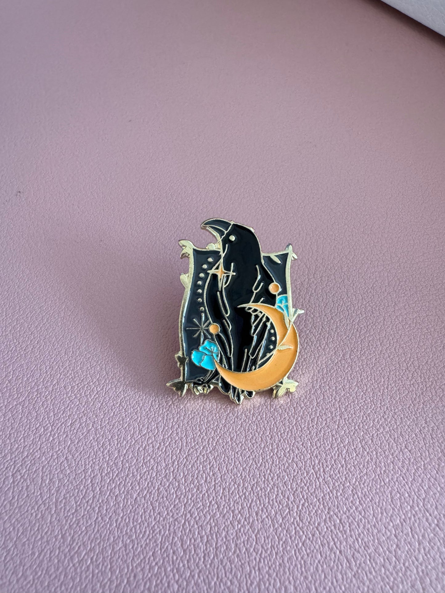 Raven Enamel Pins, Raven Pins, Crow Enamel Pins, Night Crow Lapel Pin Badge, Bag Pins Raven, Crow Moon Cloud Enamel Pin, Roses Crow Pin