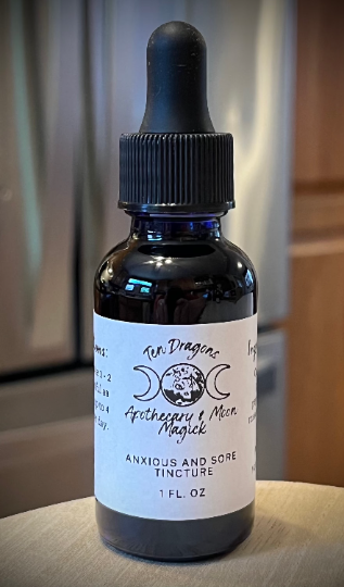 Ten Dragons Anxious and Sore Tincture, California Poppy, Meadowsweet, Peppermint, Herbal Extract, Herbal Tincture